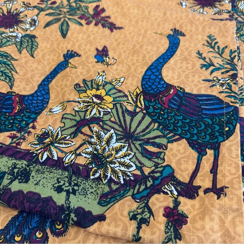 Vintage World Market Peacock Floral Tablecloth 60x90